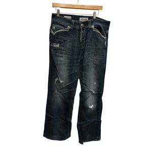 Mek Denim Jeans Mens La Habana Bootcut Distressed Flap Pocket Y2K Grunge Sz 34